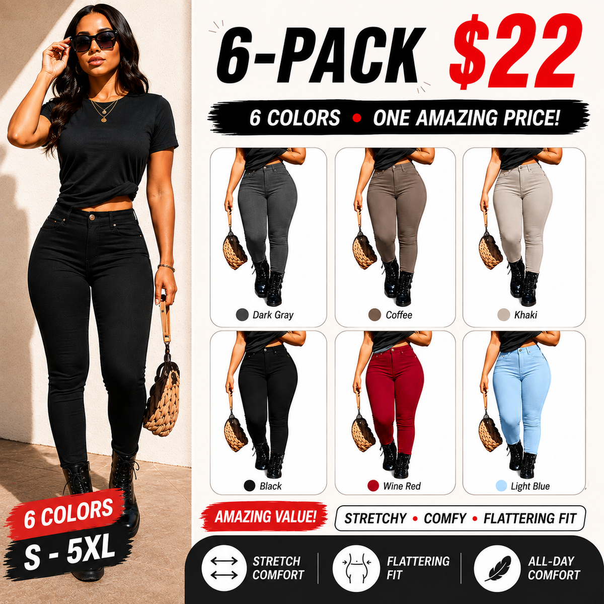 🔥 Final Hours of Sale 🔥Women's Button-Fly Skinny Pants with Pockets