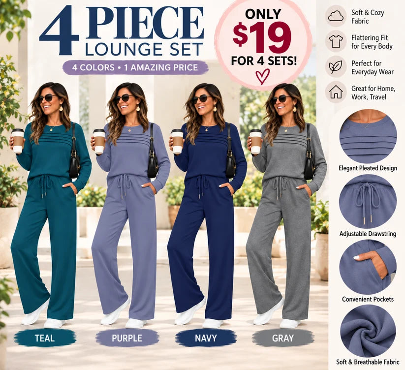 Women's Crew Neck Top& Drawstring Pants Set