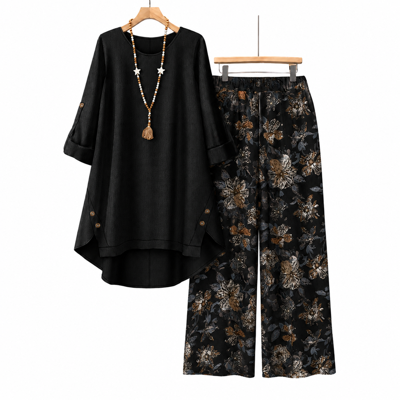 Women's Cotton LinenHalf Sleeve Top & PantsSet - Breathable &lightweight