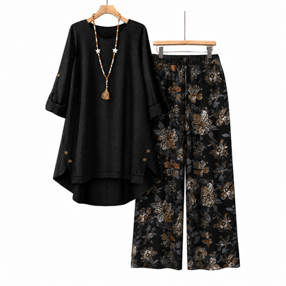 Women's Cotton LinenHalf Sleeve Top & PantsSet - Breathable &lightweight